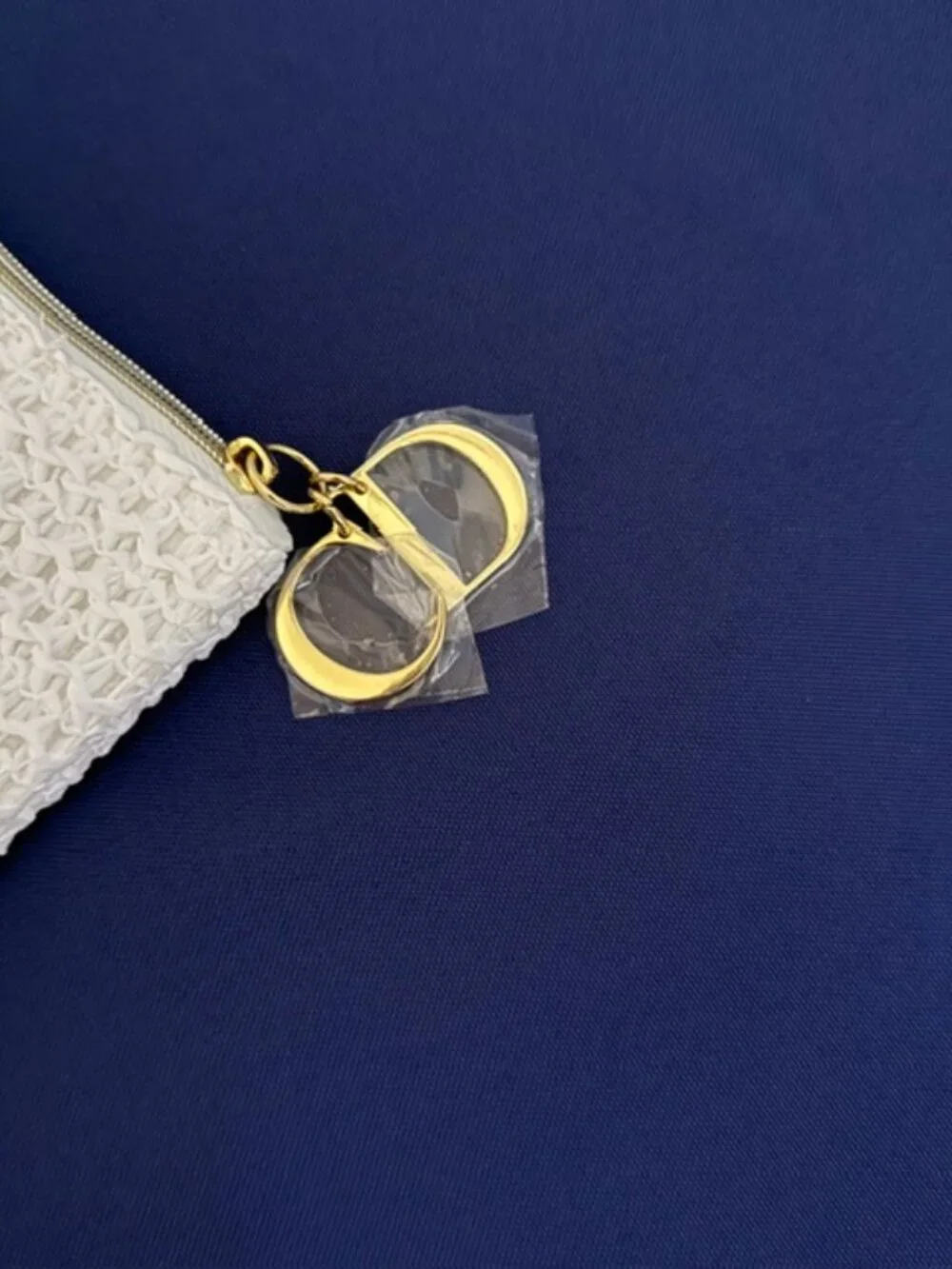 Dior White Crochet Flat Pouch Cosmetic Bag
